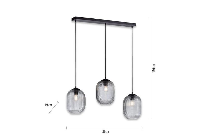 Loftlampe Shitake - 20x150x90 cm, Røget farvet - Belysning - Lamper & indendørsbelysning - Loftlampe - Pendellamper & hængelamper