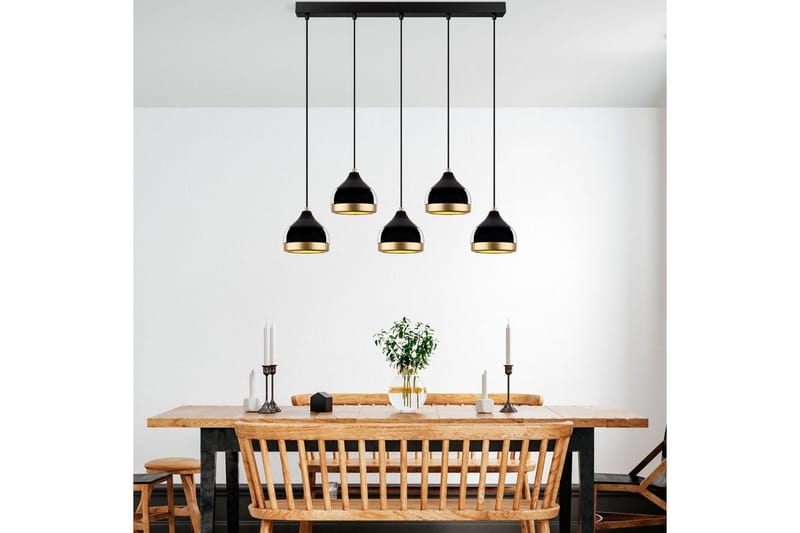 Loftlampe Soodni Fem Vandret Sort - Sort - Belysning - Lamper & indendørsbelysning - Loftlampe - Pendellamper & hængelamper