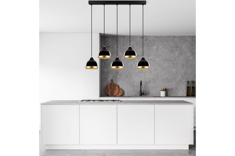 Loftlampe Soodni Fem Vandret Sort - Sort - Belysning - Lamper & indendørsbelysning - Loftlampe - Pendellamper & hængelamper