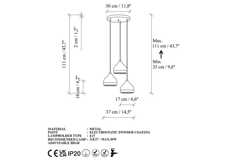 Loftlampe Soodni Tre Sufia Sort - Sort - Belysning - Lamper & indendørsbelysning - Loftlampe - Pendellamper & hængelamper