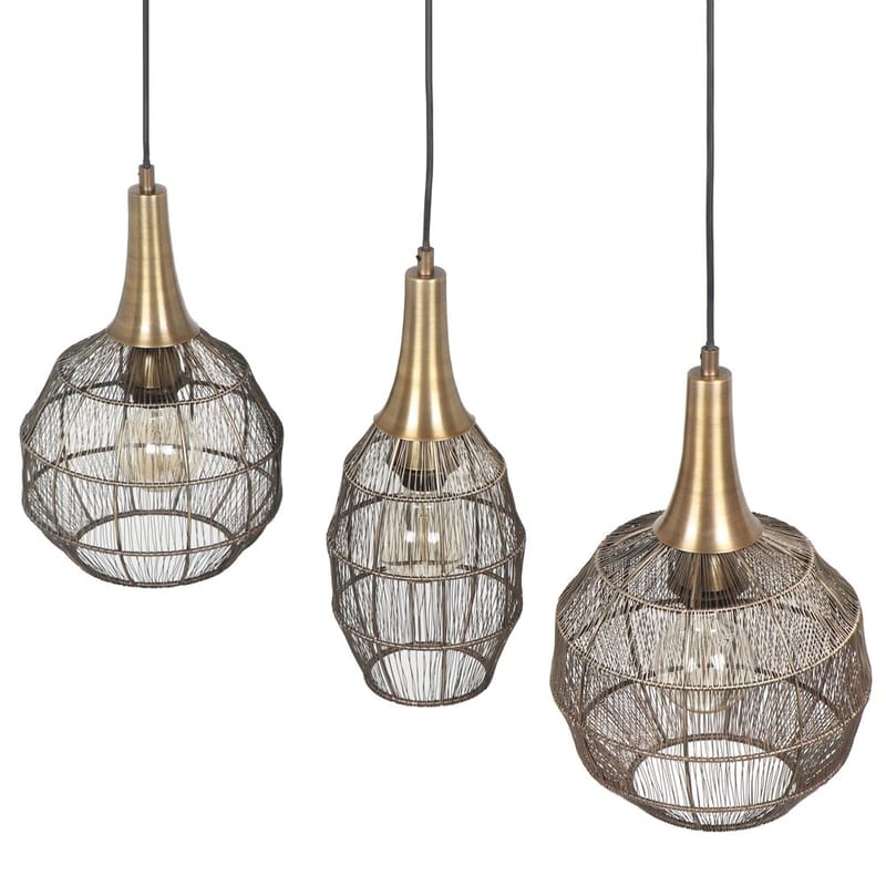 Loftlampe Soraya - 3 lamper, Mat sort/antik messing - Belysning - Lamper & indendørsbelysning - Loftlampe - Pendellamper & hængelamper