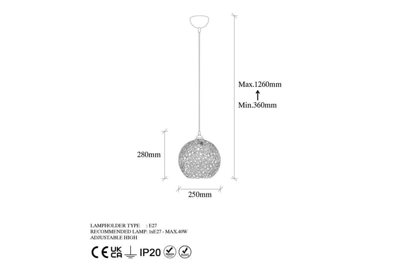 Loftlampe Souvik Sort - 25 x 25 x 126 cm - Belysning - Lamper & indendørsbelysning - Loftlampe - Pendellamper & hængelamper