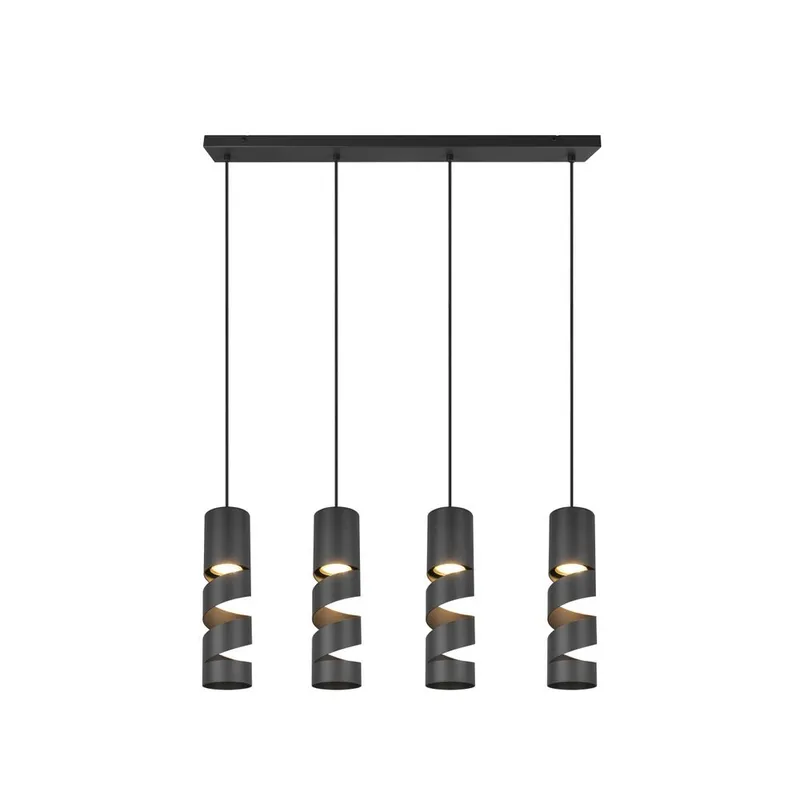 Loftlampe Stream - 4 lamper, Mat sort - Belysning - Lamper & indendørsbelysning - Loftlampe - Pendellamper & hængelamper
