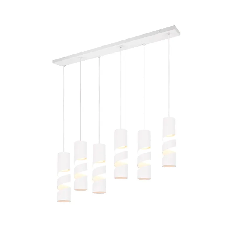 Loftlampe Stream, 6 lamper, Mat hvid