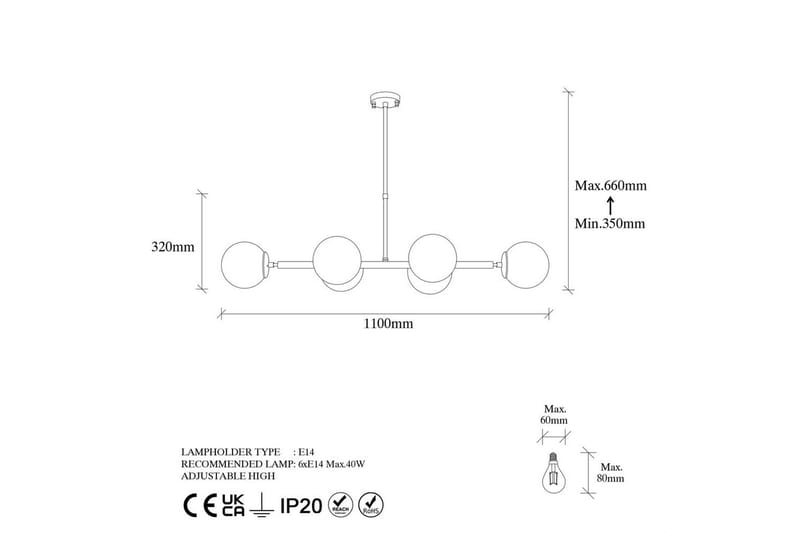 Loftlampe Subin Vintage 110 x 40 x 66 cm - 110 x 40 x 66 cm - Belysning - Lamper & indendørsbelysning - Loftlampe - Pendellamper & hængelamper