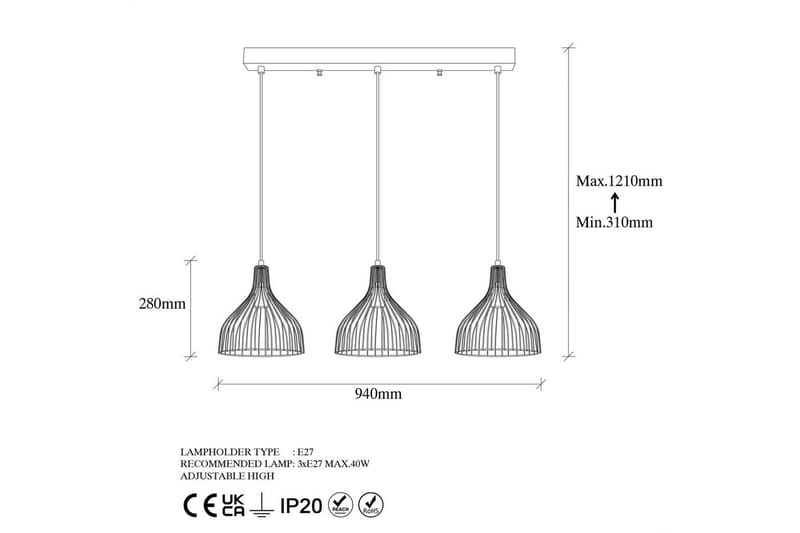 Loftlampe Talnor Horisontal Tre - Bronze/Sort - Belysning - Lamper & indendørsbelysning - Loftlampe - Pendellamper & hængelamper