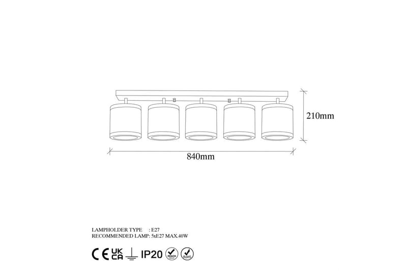 Loftlampe Talra Five Vintage - Guld - Belysning - Lamper & indendørsbelysning - Loftlampe - Plafond