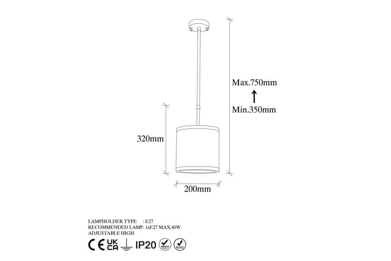 Loftlampe Talra Vintage - 20 x 20 x 35 cm - Belysning - Lamper & indendørsbelysning - Loftlampe - Pendellamper & hængelamper