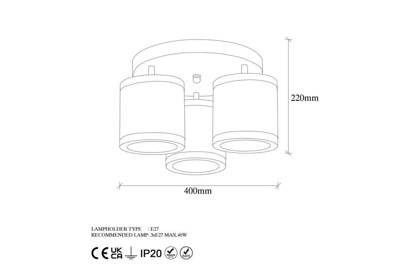 Loftlampe Talrayo Sort / Hvid - Sort / Hvid - Belysning - Lamper & indendørsbelysning - Loftlampe - Plafond