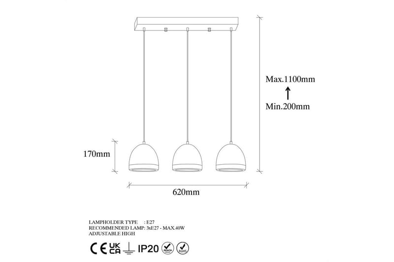 Loftlampe Venor Horisontal Vintage - Multifarvet - Belysning - Lamper & indendørsbelysning - Loftlampe - Pendellamper & hængelamper
