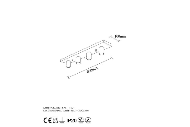 Loftlampe Wostra Sort / Hvid - Sort / Hvid - Belysning - Lamper & indendørsbelysning - Loftlampe - Plafond