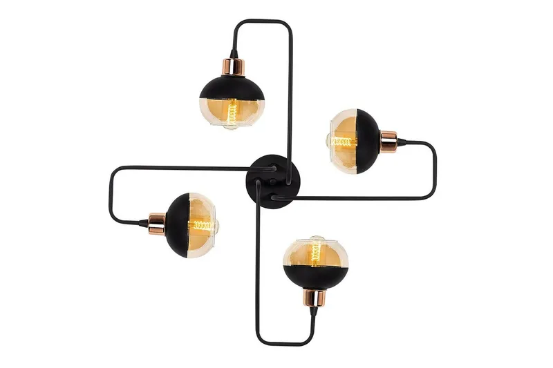 Loftlampe Zarethia Sort / Kobber, Kobber/Sort