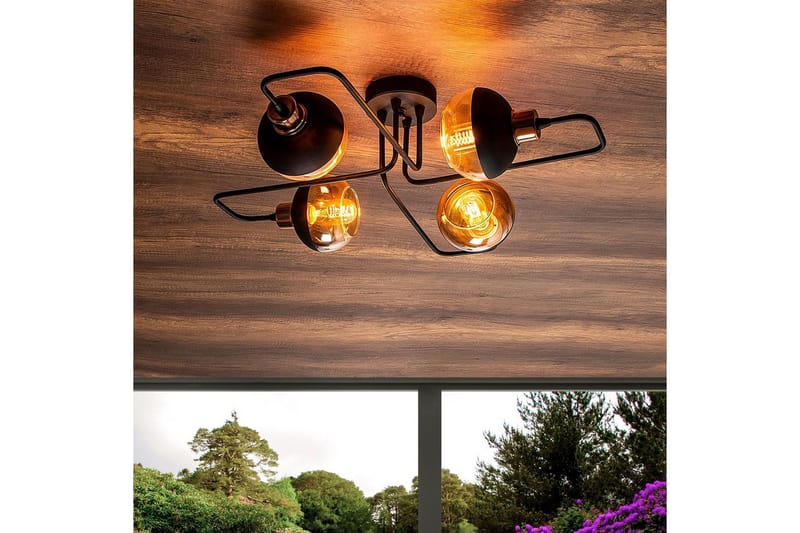 Loftlampe Zarethia Sort / Kobber - Kobber/Sort - Belysning - Lamper & indendørsbelysning - Loftlampe - Plafond