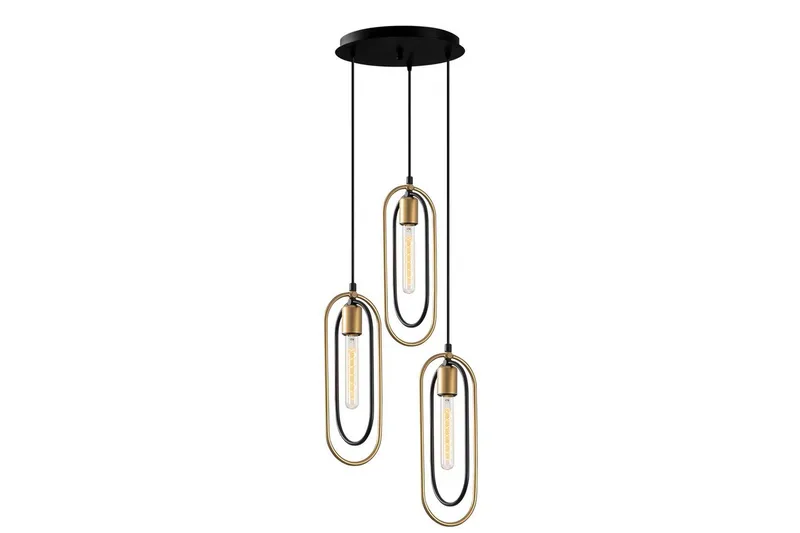 Loftlampe Pindor Thre Sort / Rany, Guld/Sort