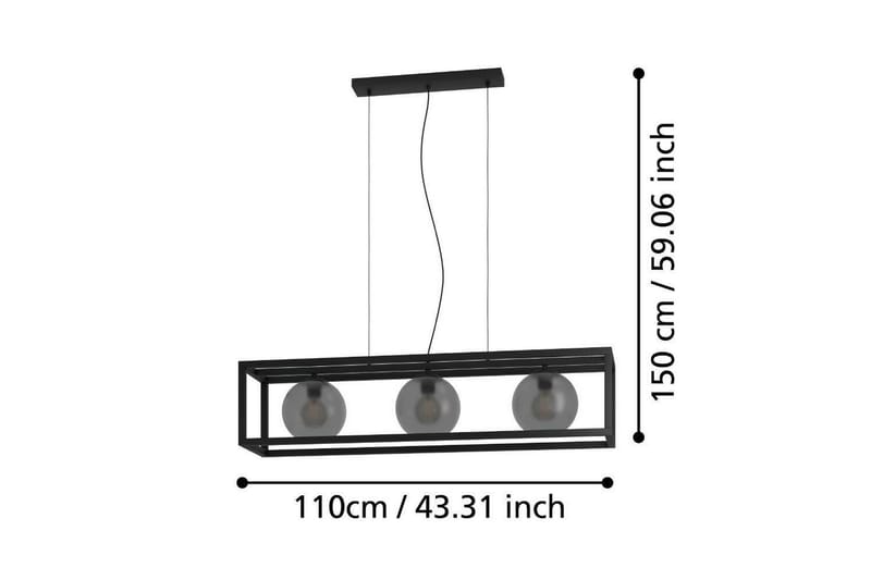 Loftpendel Eglo Arangona Sort/Grå Ramme med 3 lamper - Belysning - Lamper & indendørsbelysning - Loftlampe - Pendellamper & hængelamper