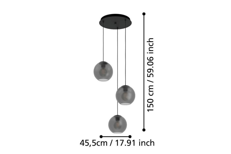 Loftpendel Eglo Arangona Sort/Grå Rondel med 3 lamper - Belysning - Lamper & indendørsbelysning - Loftlampe - Pendellamper & hængelamper