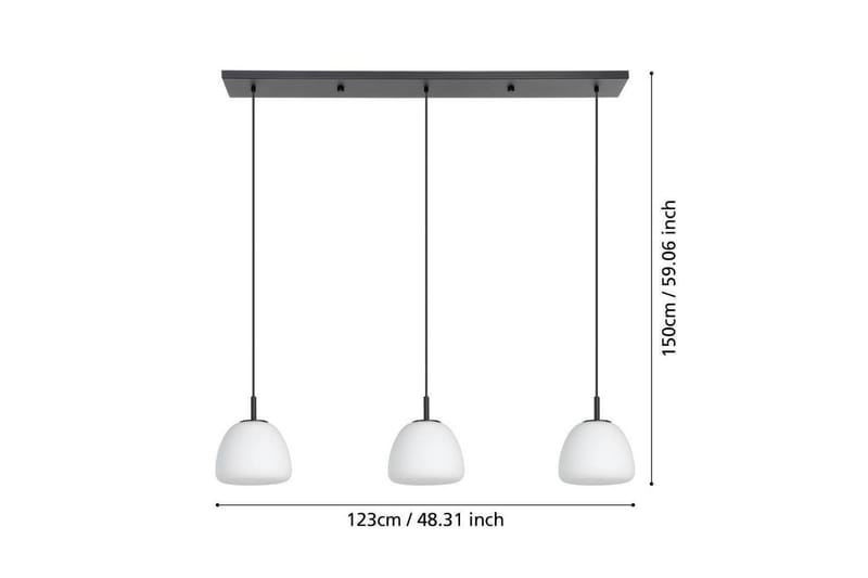 Loftpendel Eglo Balmes Sort/Opalhvid med 3 Lamper - Belysning - Lamper & indendørsbelysning - Loftlampe - Pendellamper & hængelamper