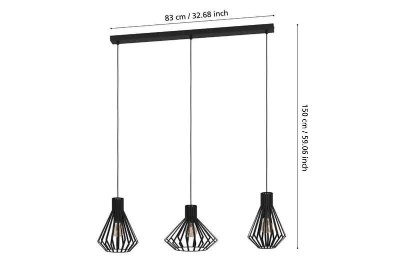 Loftpendel Eglo Basidano Sort med 3 Lamper - Belysning - Lamper & indendørsbelysning - Loftlampe - Pendellamper & hængelamper