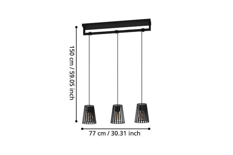 Loftpendel Eglo Bogota Sort med 3 Lamper - Belysning - Lamper & indendørsbelysning - Loftlampe - Pendellamper & hængelamper