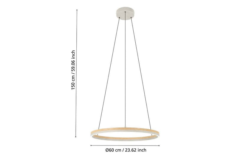 Loftpendel Eglo Cadinaro Grå/Træ Rund - Belysning - Lamper & indendørsbelysning - Loftlampe - Pendellamper & hængelamper