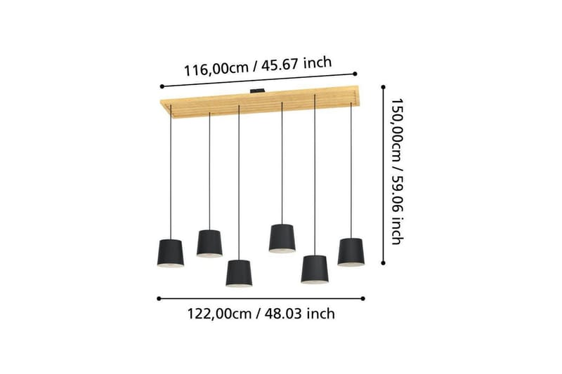 Loftpendel Eglo Camarioca Sort/Træ med 5 Lamper - Belysning - Lamper & indendørsbelysning - Loftlampe - Pendellamper & hængelamper