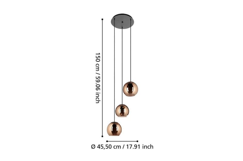 Loftpendel Eglo Cordoba Rund Sort/Kobber med 3 Lamper - Belysning - Lamper & indendørsbelysning - Loftlampe - Pendellamper & hængelamper