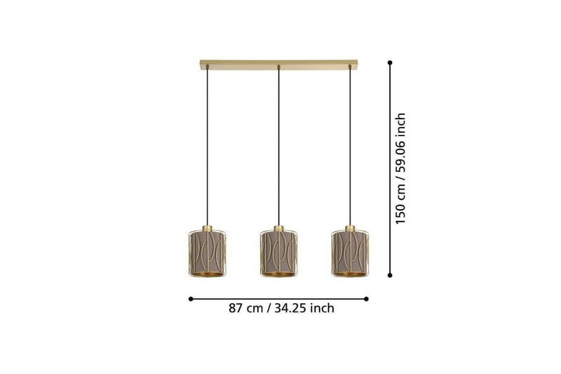 Loftpendel Eglo Corojal Cappuccino/Messing med 3 Lamper - Belysning - Lamper & indendørsbelysning - Loftlampe - Pendellamper & hængelamper