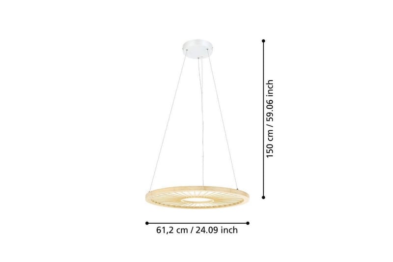 Loftpendel Eglo Dehesa Rondel Hvid/Natur - Belysning - Lamper & indendørsbelysning - Loftlampe - Pendellamper & hængelamper