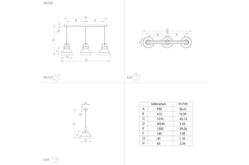 Loftpendel Eglo Estepona Grå med 3 lamper - Belysning - Lamper & indendørsbelysning - Loftlampe - Pendellamper & hængelamper