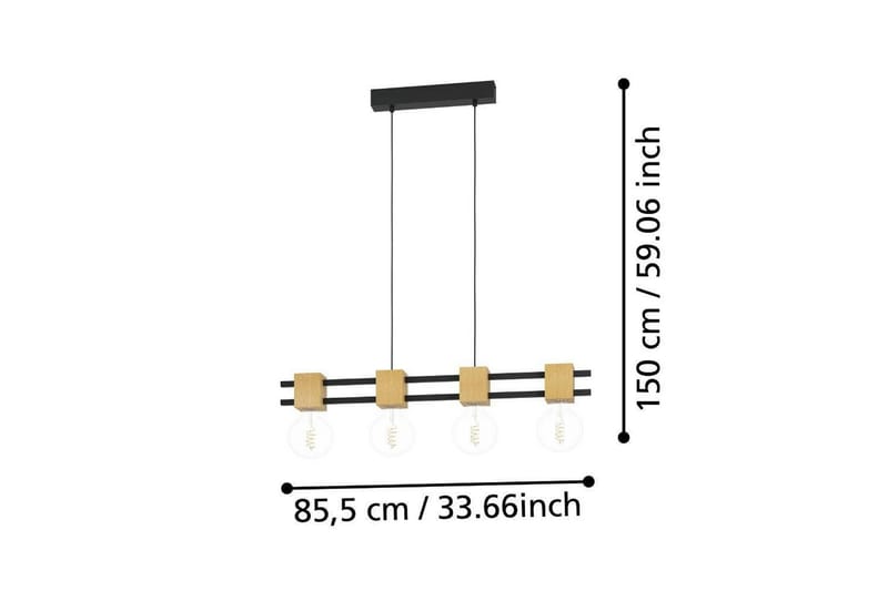 Loftpendel Eglo Levantara Sort/Træ med 4 Lamper - Belysning - Lamper & indendørsbelysning - Loftlampe - Pendellamper & hængelamper