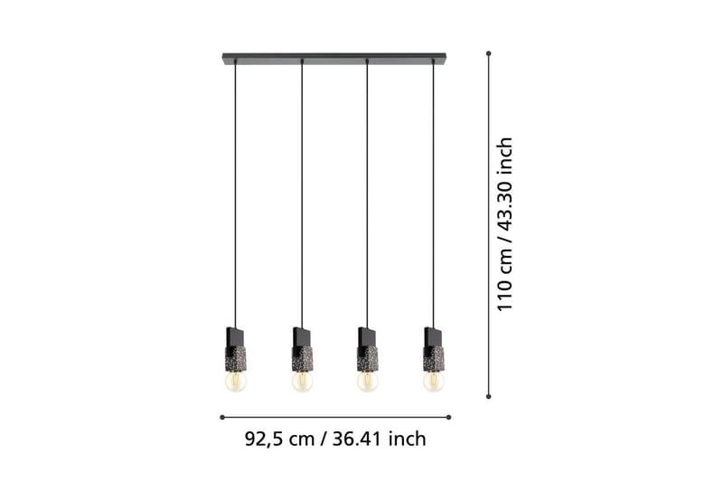 Loftpendel Eglo Lobatia med 4 Lyskilder - Sort/Grå/Hvid - Belysning - Lamper & indendørsbelysning - Loftlampe - Pendellamper & hængelamper