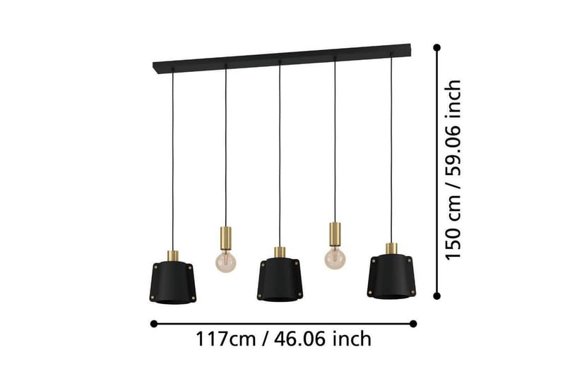 Loftpendel Eglo Majagua Sort/Messing med 5 Lamper - Belysning - Lamper & indendørsbelysning - Loftlampe - Pendellamper & hængelamper