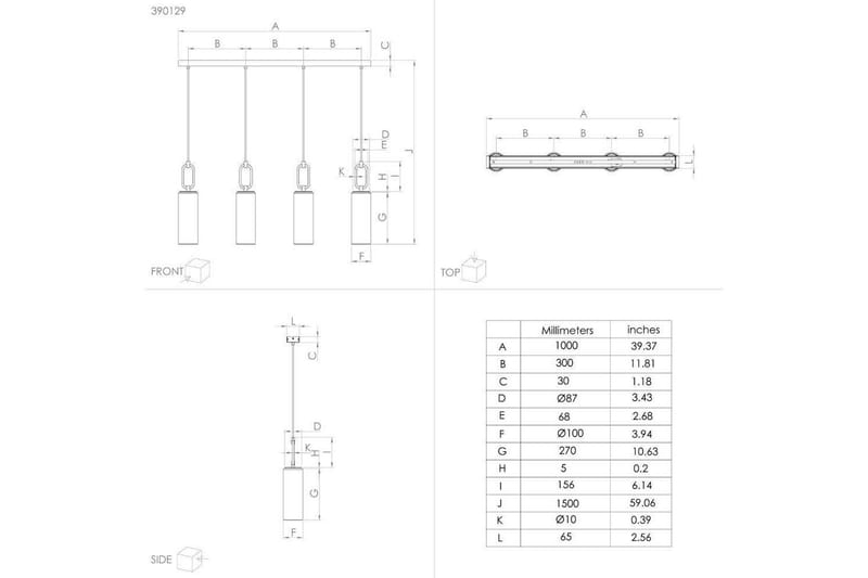 Loftpendel Eglo Majana Opalhvid/Krom med 3 Lamper - Belysning - Lamper & indendørsbelysning - Loftlampe - Pendellamper & hængelamper