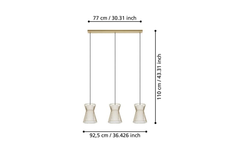 Loftpendel Eglo Maseta med 3 Lyskilder Guldfarvet Hvid - Hvid/Guld - Belysning - Lamper & indendørsbelysning - Loftlampe - Pendellamper & hængelamper