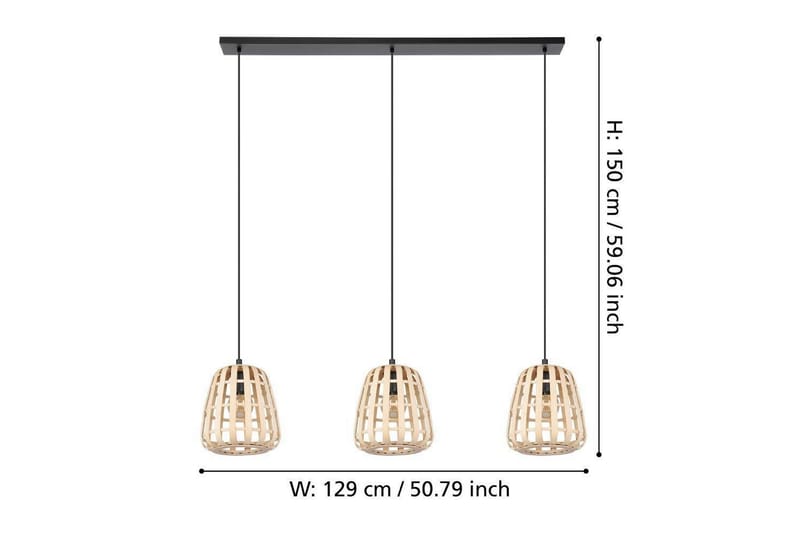 Loftpendel Eglo Montezuelo Træ med 3 Lamper - Belysning - Lamper & indendørsbelysning - Loftlampe - Pendellamper & hængelamper