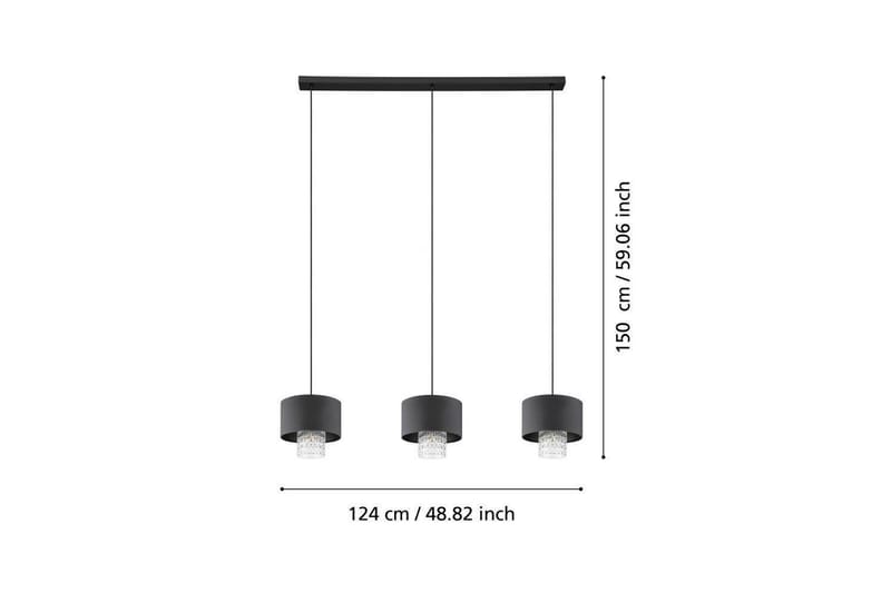 Loftpendel Eglo Sapuara Sort Krystal med 3 Lamper - Belysning - Lamper & indendørsbelysning - Loftlampe - Pendellamper & hængelamper