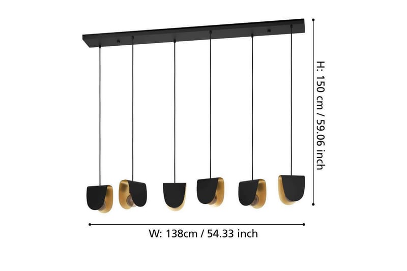 Loftpendel Eglo Serenara Sort/Guld med 6 Lamper - Belysning - Lamper & indendørsbelysning - Loftlampe - Pendellamper & hængelamper
