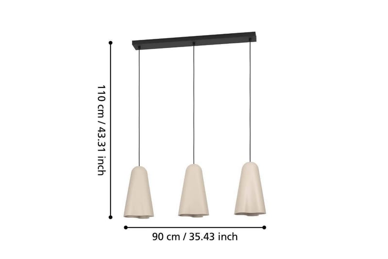 Loftpendel Eglo Tolleric Sand/Sort med 3 Lamper - Belysning - Lamper & indendørsbelysning - Loftlampe - Pendellamper & hængelamper