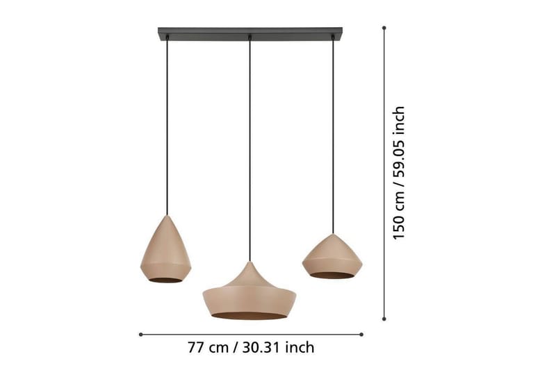Loftpendel Eglo Torremolinos Sand/Sort med 3 Lamper - Belysning - Lamper & indendørsbelysning - Loftlampe - Pendellamper & hængelamper