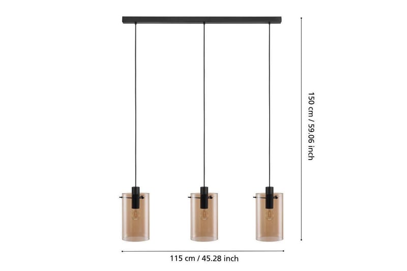 Loftpendel Eglo Polverara Sort/Amber 3 Lamper - 3 Lamper - Belysning - Lamper & indendørsbelysning - Loftlampe - Pendellamper & hængelamper