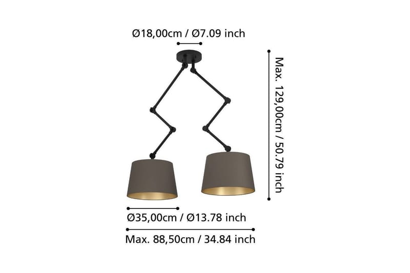 Loftpendel Eglo Pistunio Cappuccino/Messing/Sort med 2 Lamper - Belysning - Lamper & indendørsbelysning - Loftlampe - Pendellamper & hængelamper