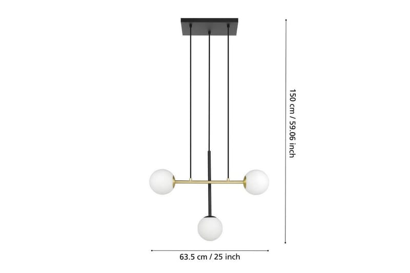 Loftpendel Eglo Paz Opalhvid/Sort Messing med 3 Lamper - Belysning - Lamper & indendørsbelysning - Loftlampe - Pendellamper & hængelamper