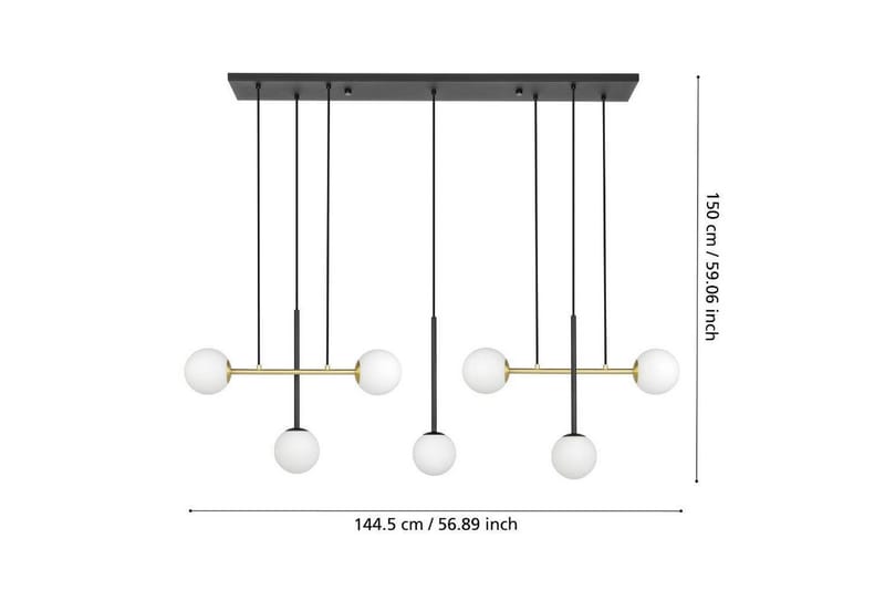 Loftpendel Eglo Paz Opalhvid/Sort Messing med 7 Lamper - Belysning - Lamper & indendørsbelysning - Loftlampe - Pendellamper & hængelamper