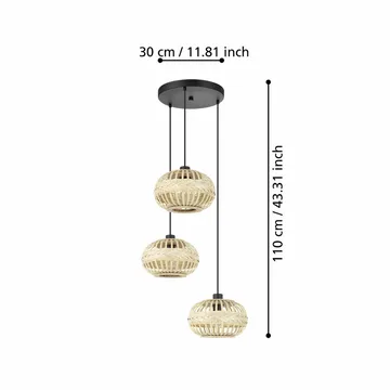 Loftslampe Amsfield Rund med 3 Lamper - 48 cm - Belysning - Lamper & indendørsbelysning - Loftlampe - Pendellamper & hængelamper