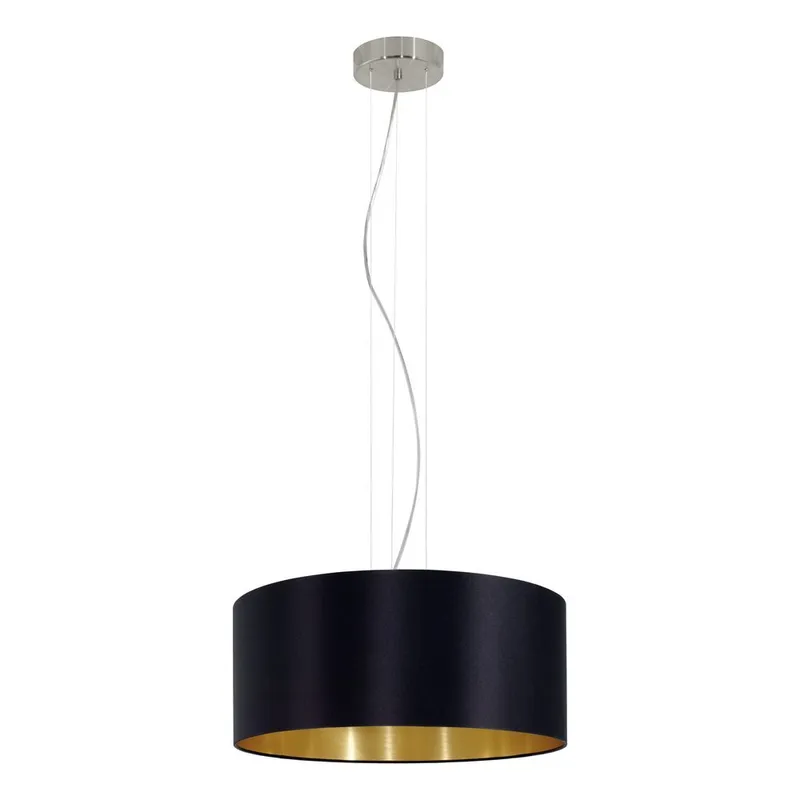 Loftslampe Maserlo med 3 lamper, Mat nikkel/sort