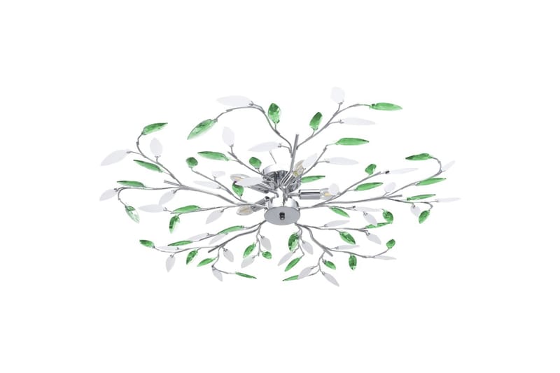 Loftslampe Med Krystalblade Akryl Til 5 E14-Pærer Grön - Lysekroner - Stuelampe - Soveværelse lampe