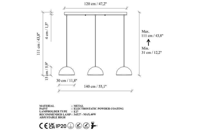 Lysekrone Brena Sort Tre Fatning - 140 x 30 x 111 cm - Belysning - Lamper & indendørsbelysning - Loftlampe - Pendellamper & hængelamper