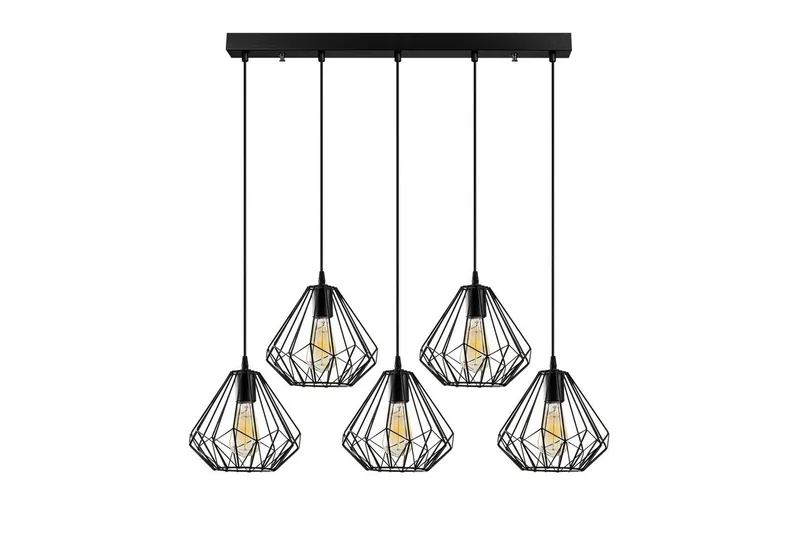 Lysekrone Diamant Fem Sort, Sort