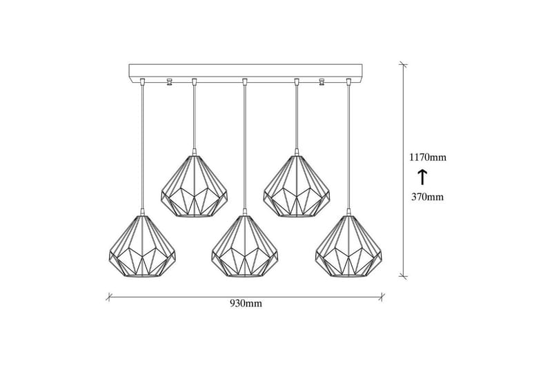 Lysekrone Diamant Fem Sort - Sort - Belysning - Lamper & indendørsbelysning - Loftlampe - Pendellamper & hængelamper
