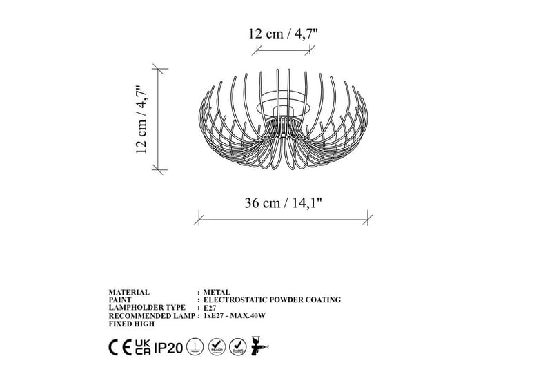 Lysekrone Sadorte Rany - 36 x 36 x 12 cm - Belysning - Lamper & indendørsbelysning - Loftlampe - Plafond